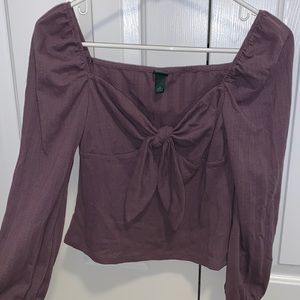 Wild Fable tie front peasant top